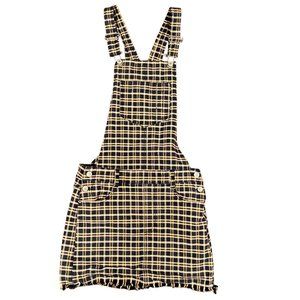 American Eagle Tartan Plaid Overalls Skirtall Denim Mini Dress